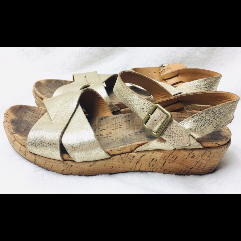 Kork-Ease Criss Cross Leather Platform Wedges 8M